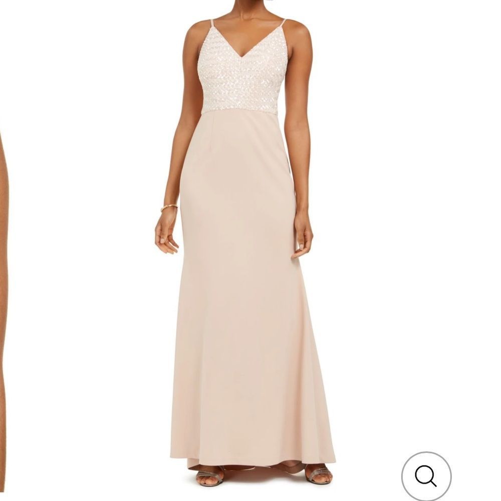 Vince Camuto Womens Pink Spaghetti Strap Full-Length Fit + Flare Evening gown